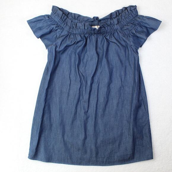 Anthropologie Corey Lynn Calter Dress Women Large Blue Denim Fall Preppy Cottage - Picture 2 of 4